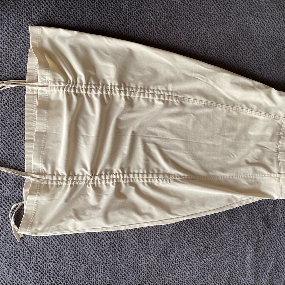 Beige Midi Skirt with Drawstring Detail